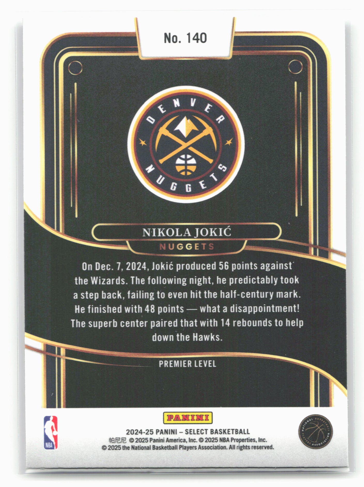 2024-25 Panini Select #140 Nikola Jokic 19652