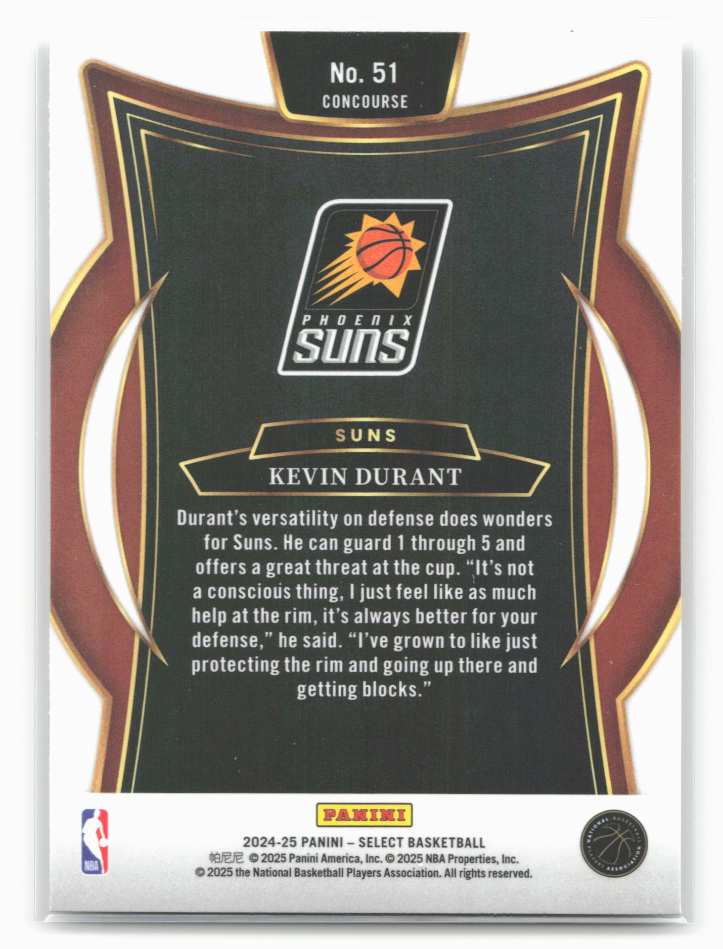 2024-25 Panini Select #51 Kevin Durant 19653