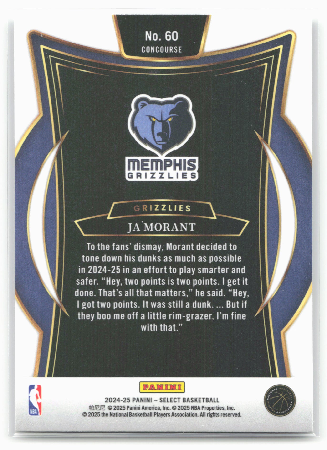 2024-25 Panini Select #60 Ja Morant 19657