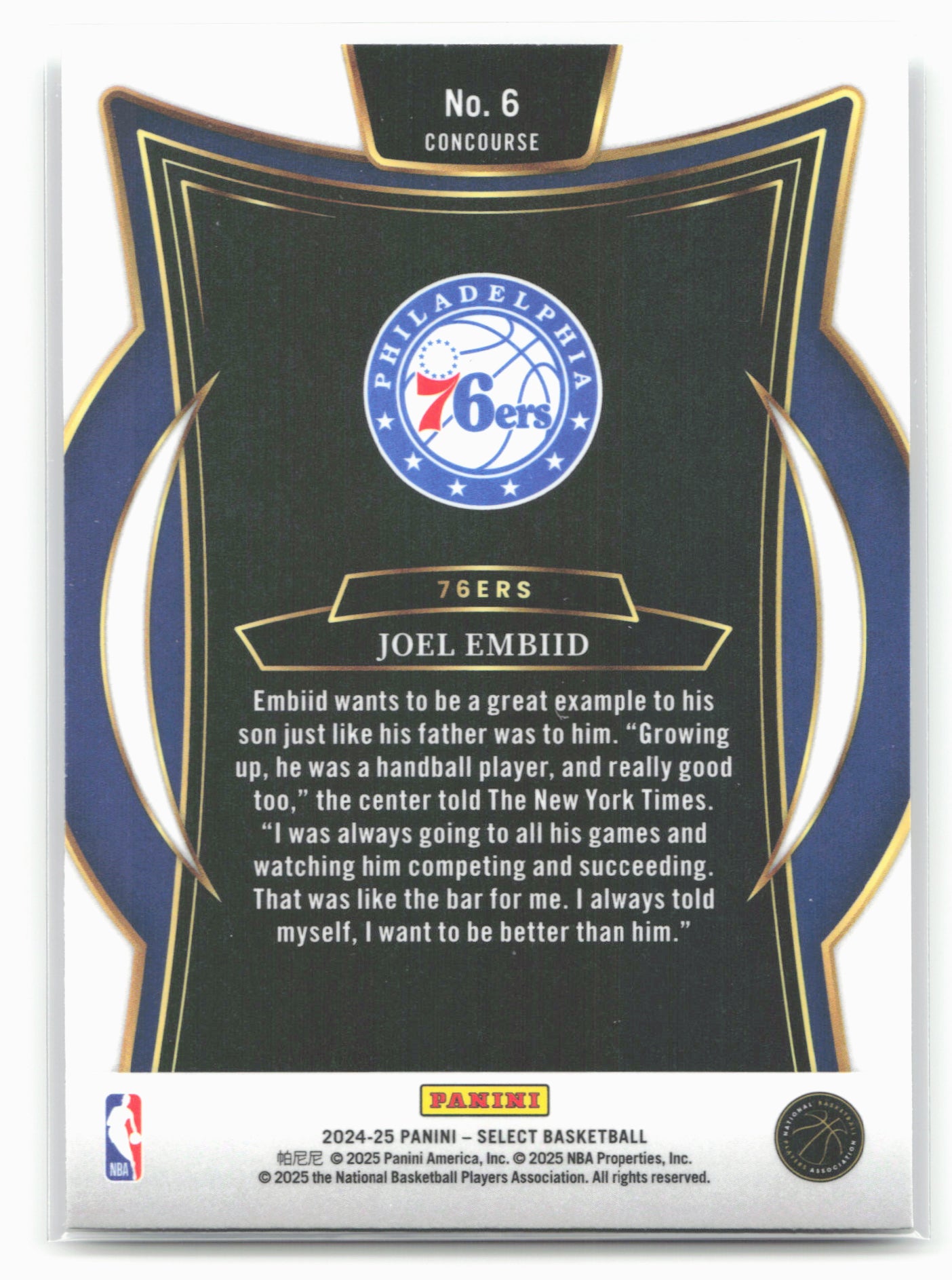 2024-25 Panini Select #6 Joel Embiid 19668