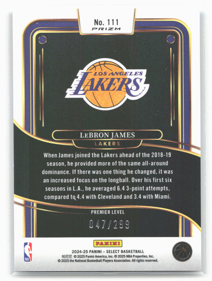 2024-25 Panini Select #111 LeBron James Light Blue Prizm #/299