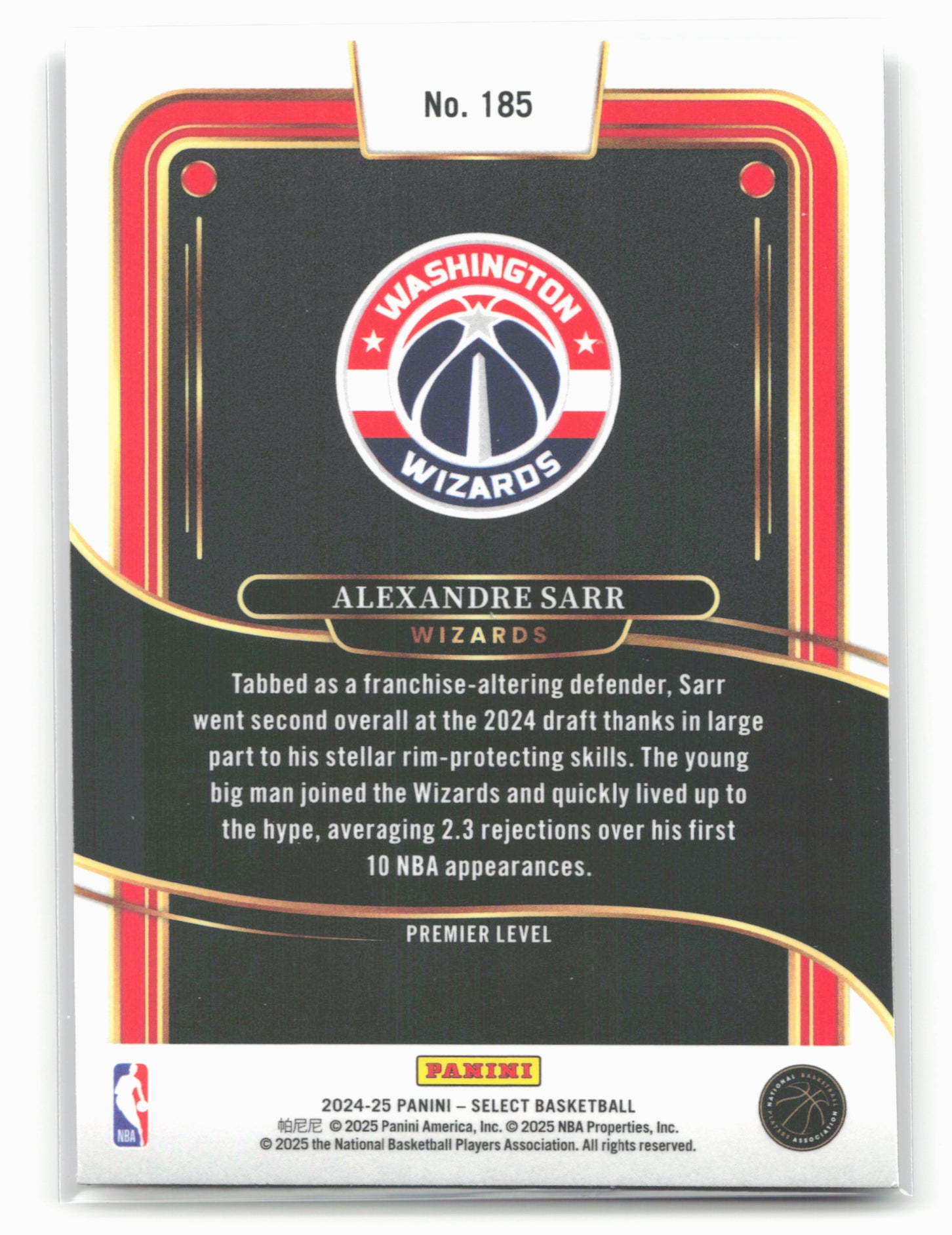 2024-25 Panini Select #185 Alexandre Sarr 19683