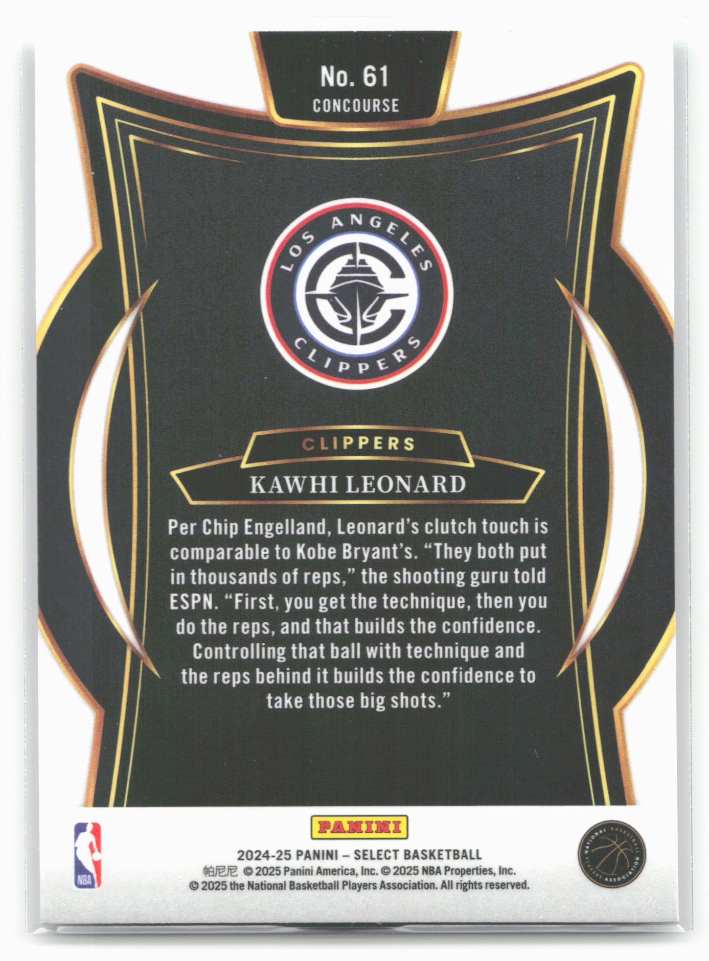 2024-25 Panini Select #61 Kawhi Leonard 19687
