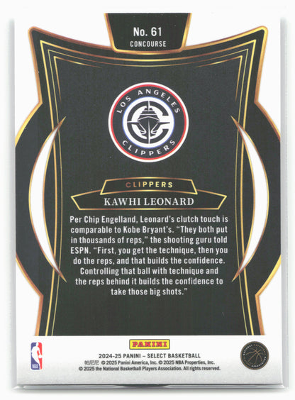 2024-25 Panini Select #61 Kawhi Leonard 19687