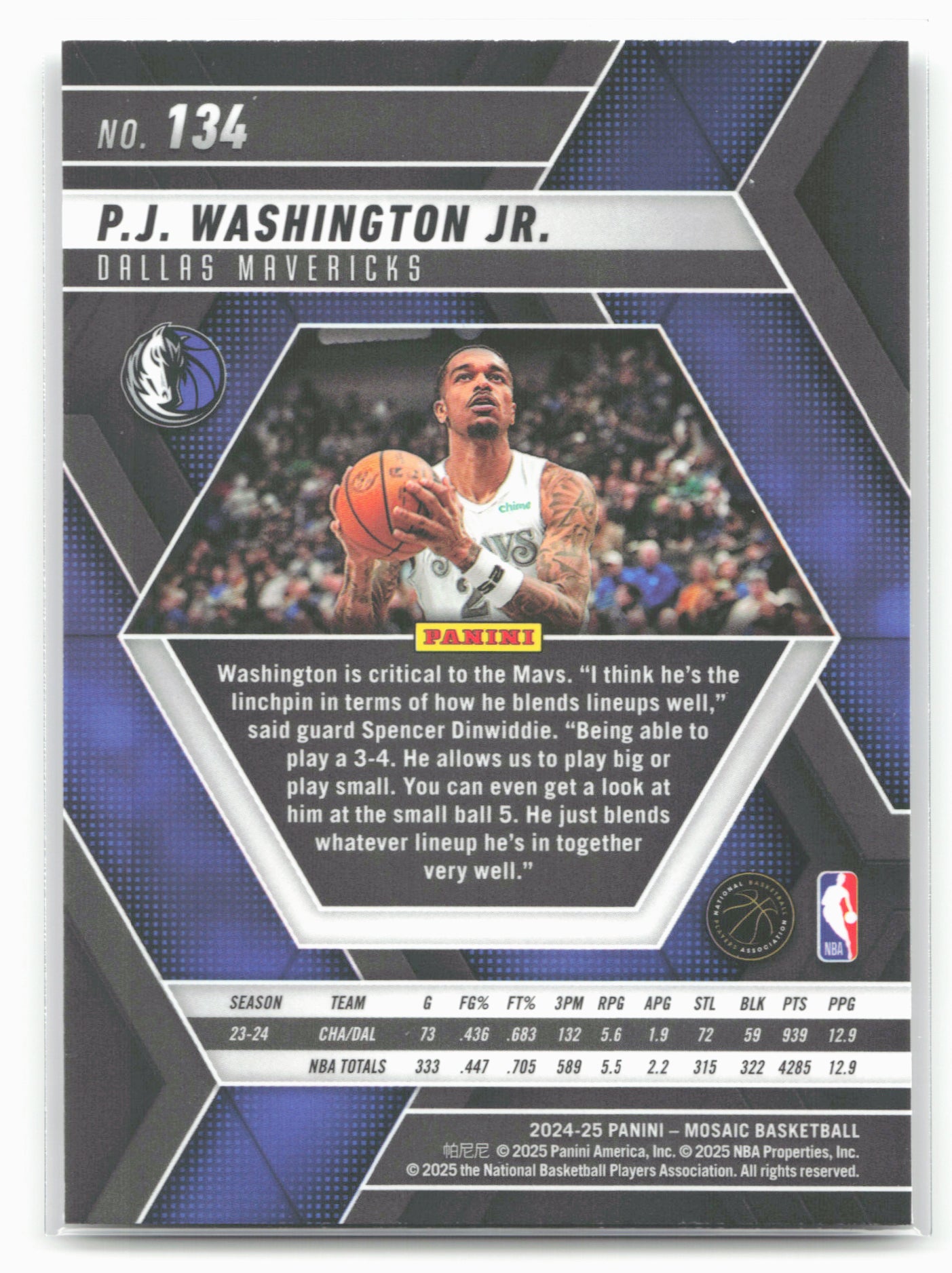 2024-25 Panini Mosaic #134 P.J. Washington Jr.