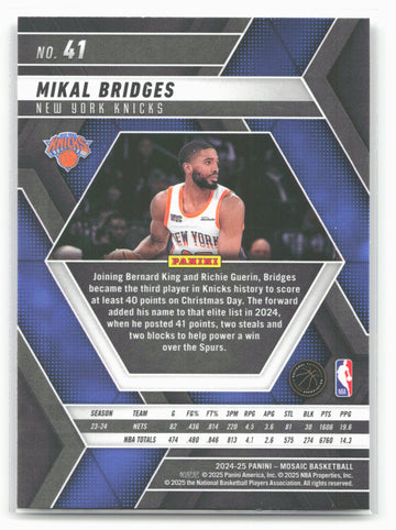 
2024-25 Panini Mosaic #41 Mikal Bridges