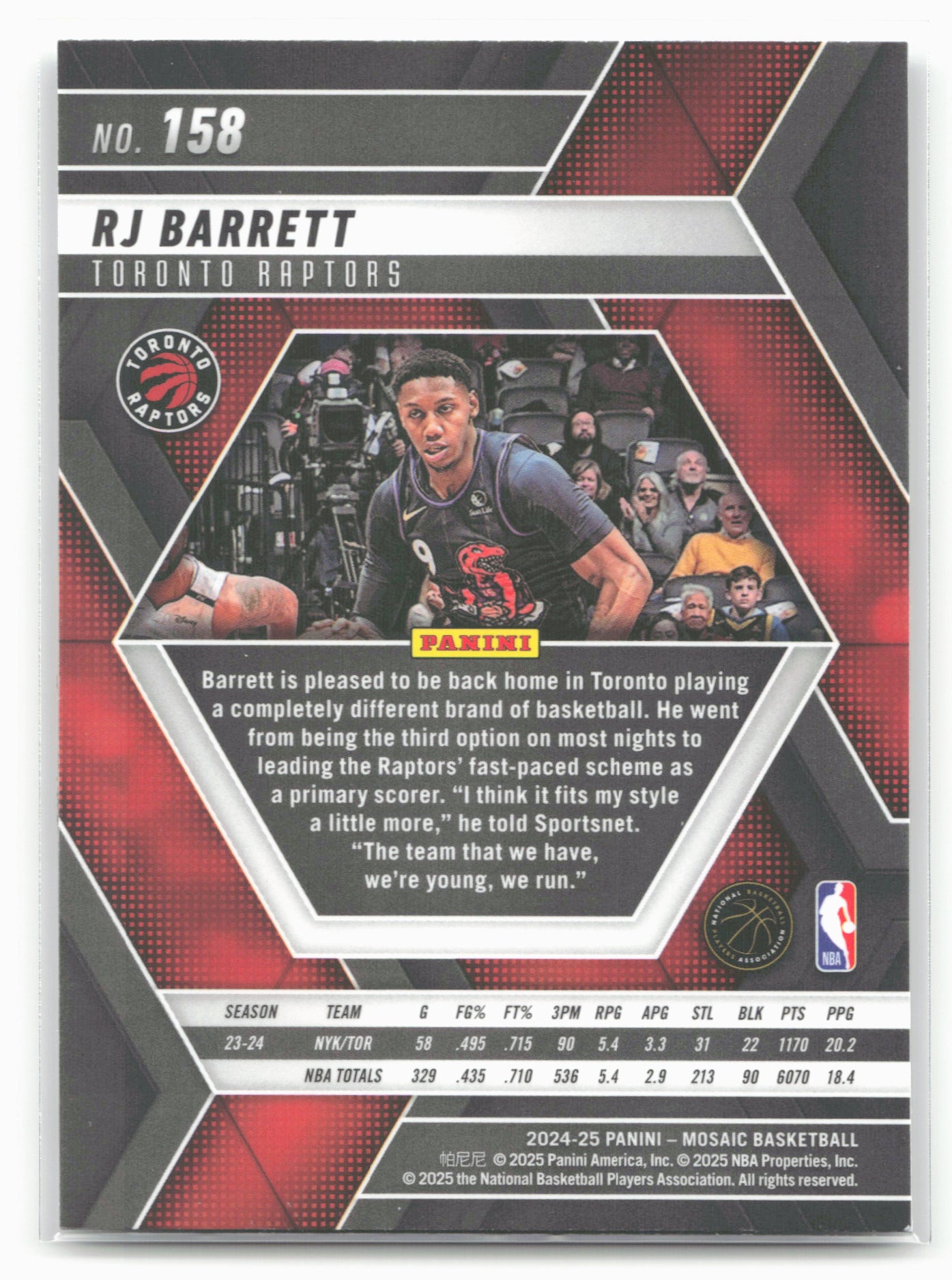 2024-25 Panini Mosaic #158 RJ Barrett