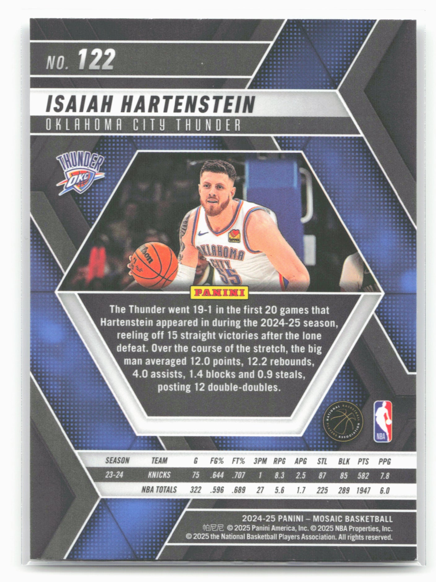 2024-25 Panini Mosaic #122 Isaiah Hartenstein
