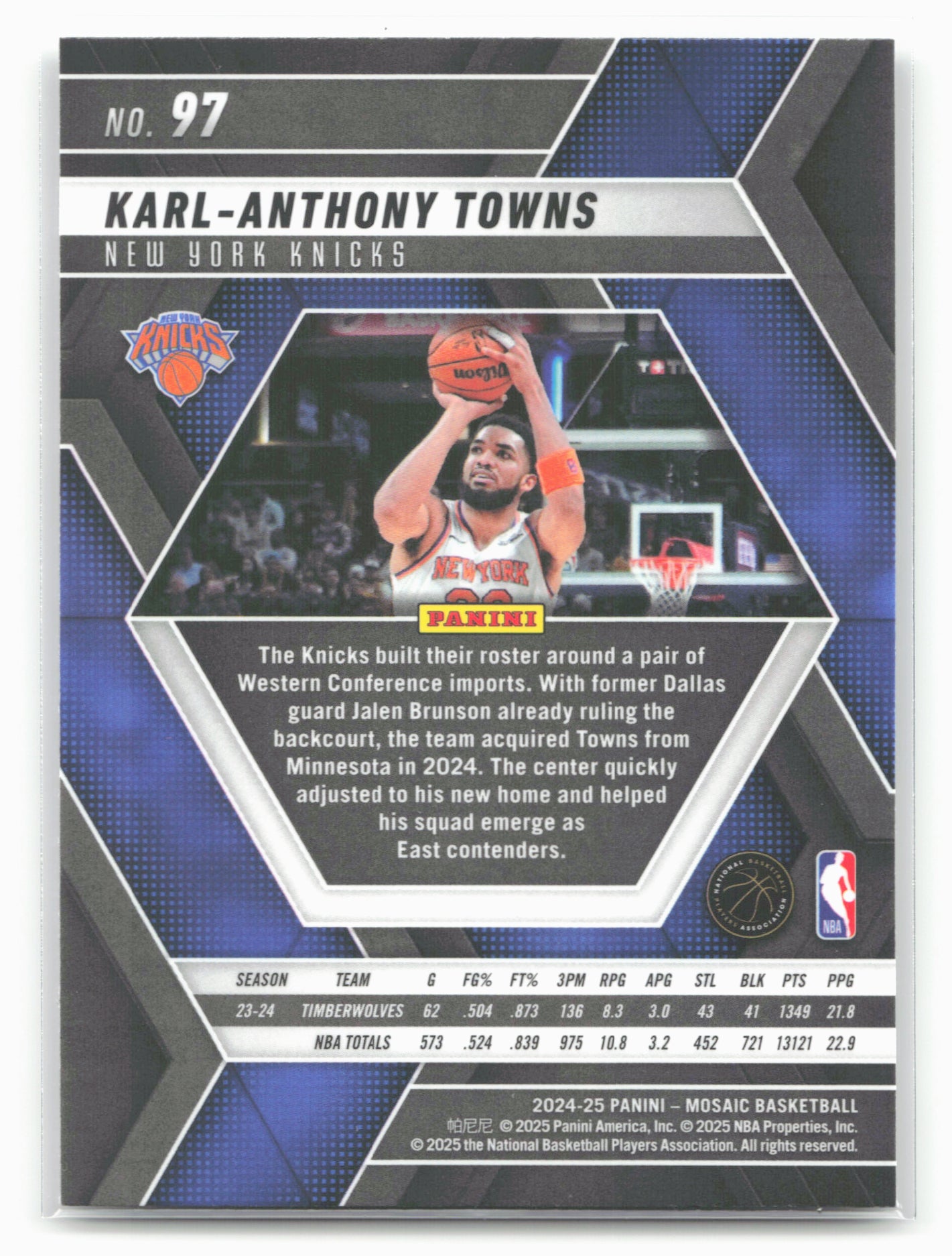 2024-25 Panini Mosaic #97 Karl-Anthony Towns