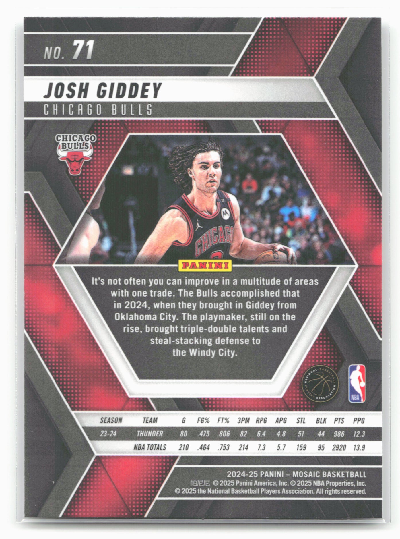 2024-25 Panini Mosaic #71 Josh Giddey