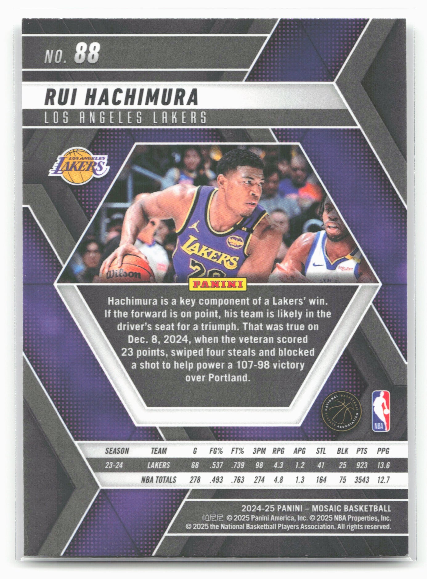 2024-25 Panini Mosaic #88 Rui Hachimura