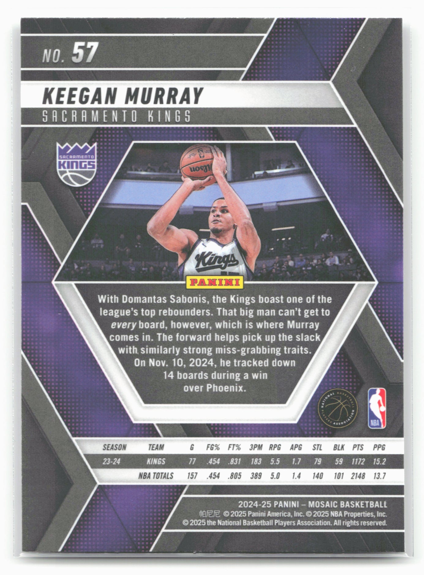 2024-25 Panini Mosaic #57 Keegan Murray