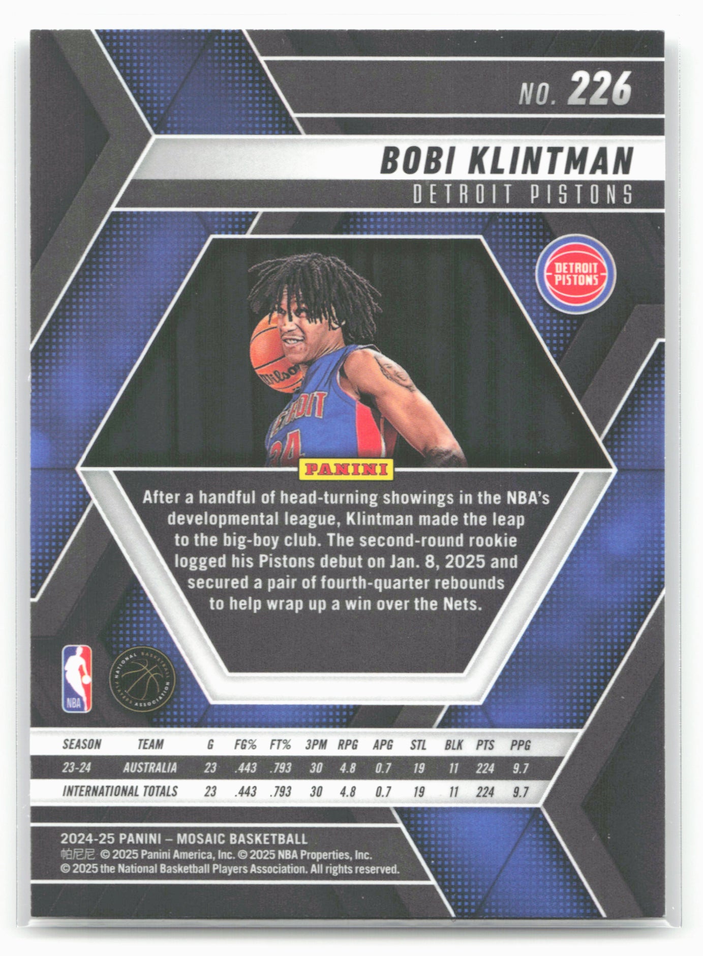 2024-25 Panini Mosaic #226 Bobi Klintman