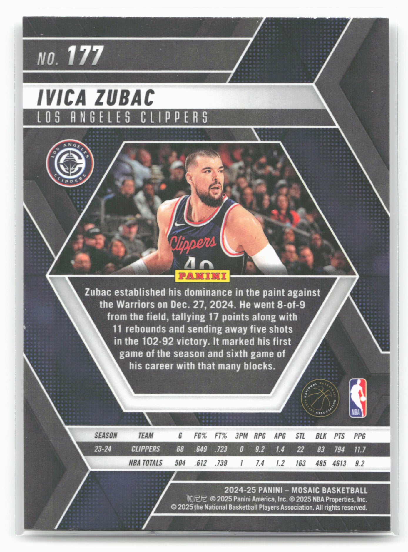 2024-25 Panini Mosaic #177 Ivica Zubac