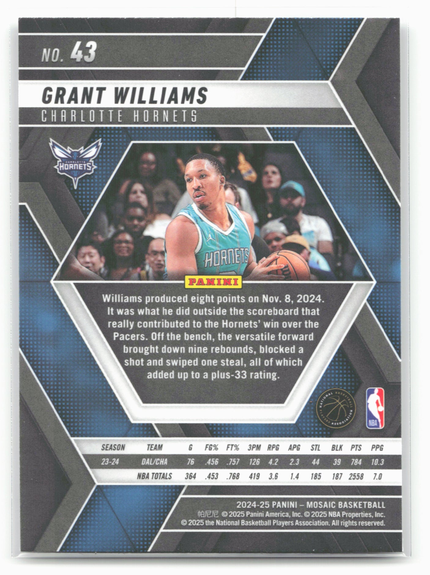 2024-25 Panini Mosaic #43 Grant Williams