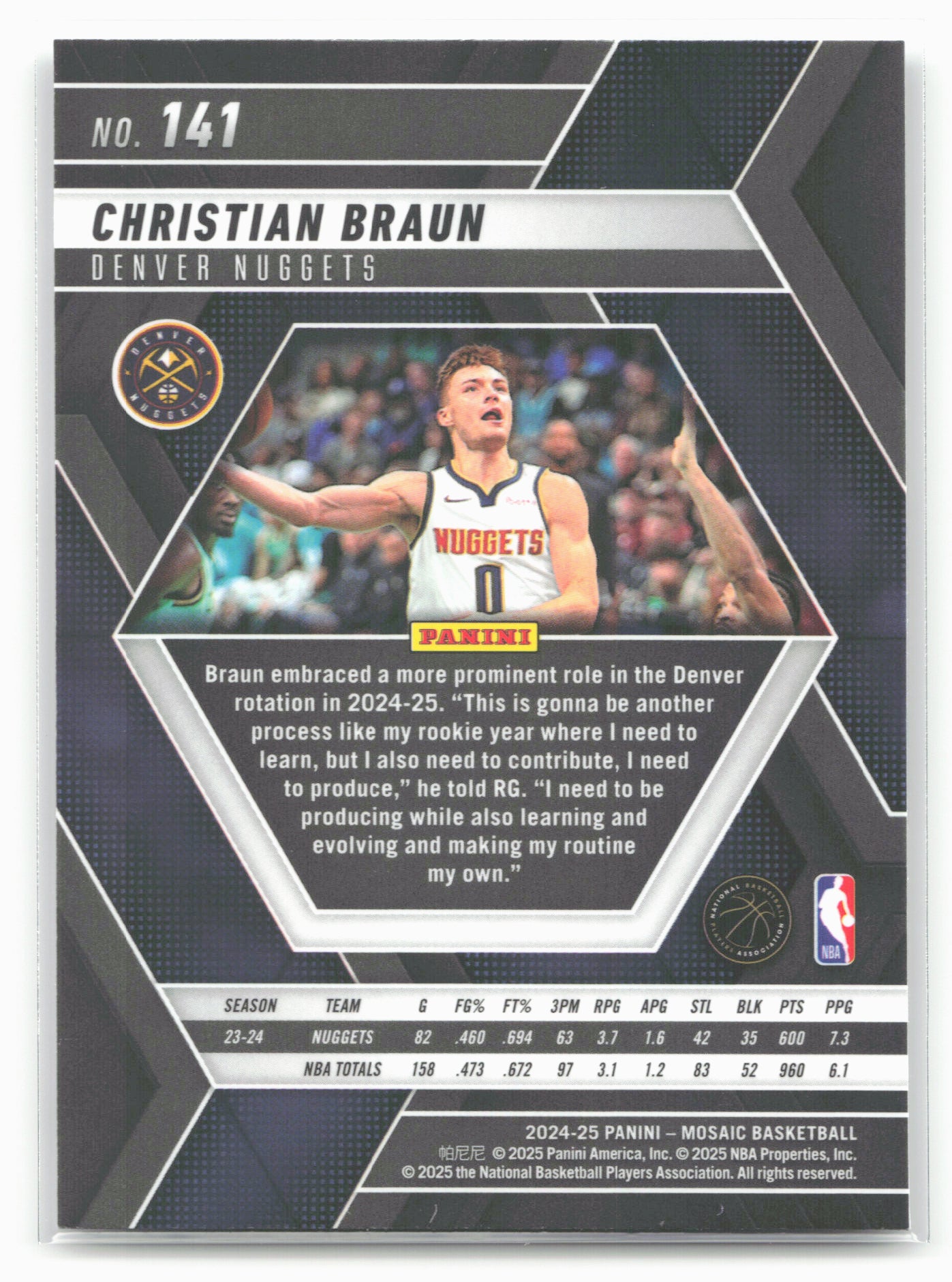 2024-25 Panini Mosaic #141 Christian Braun