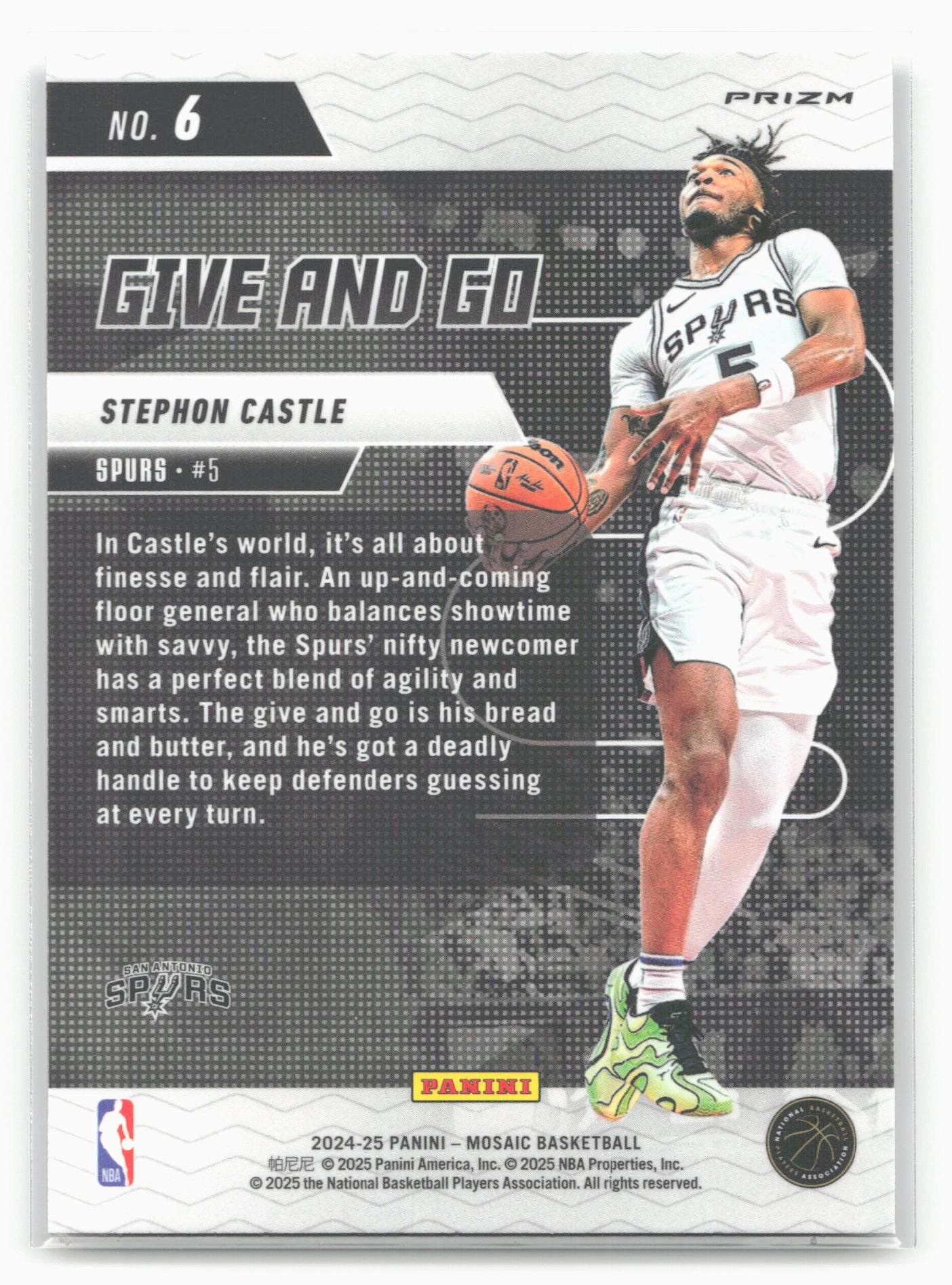 2024-25 Panini Mosaic #6 Stephon Castle Give and Go Mosaic