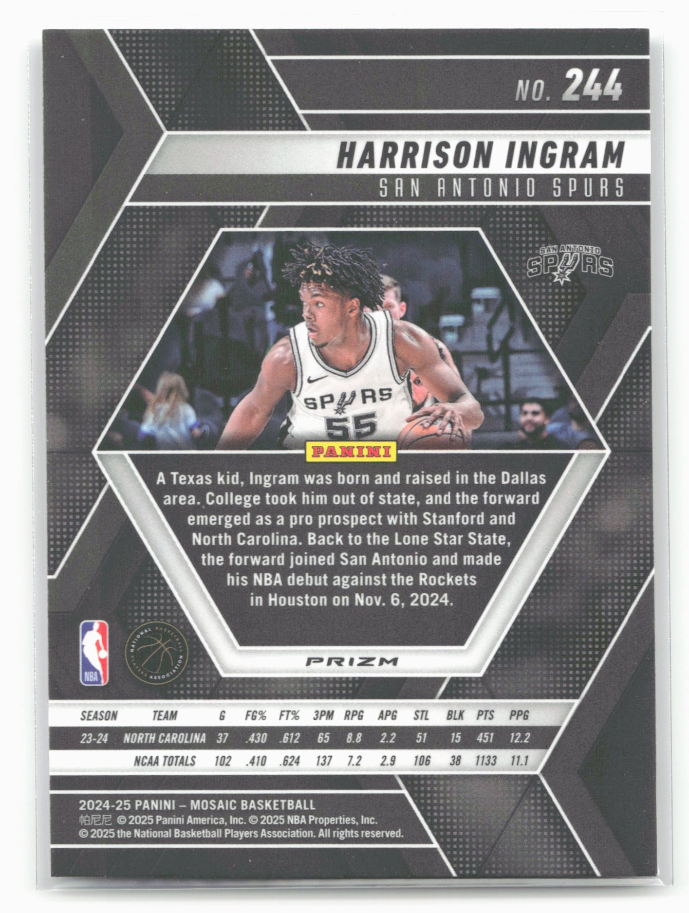 2024-25 Panini Mosaic #244 Harrison Ingram Base Mosaic