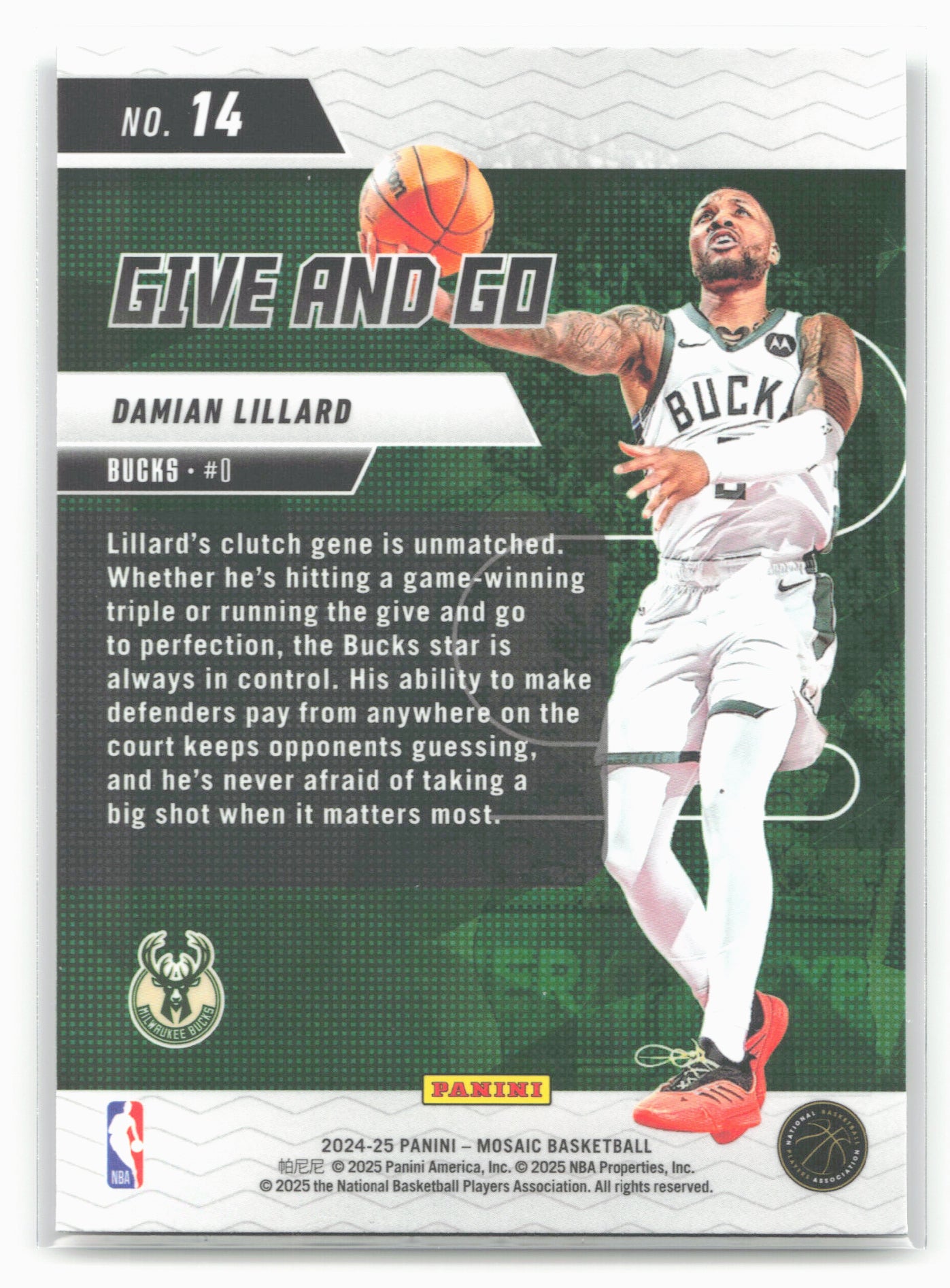 2024-25 Panini Mosaic #14 Damian Lillard Give and Go