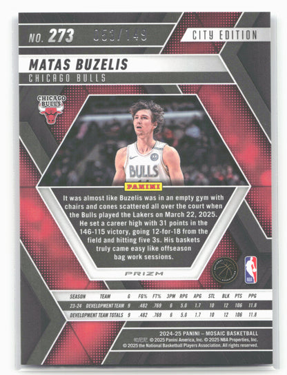 2024-25 Panini Mosaic #273 Matas Buzelis Blue Seismic Mosaic #/149