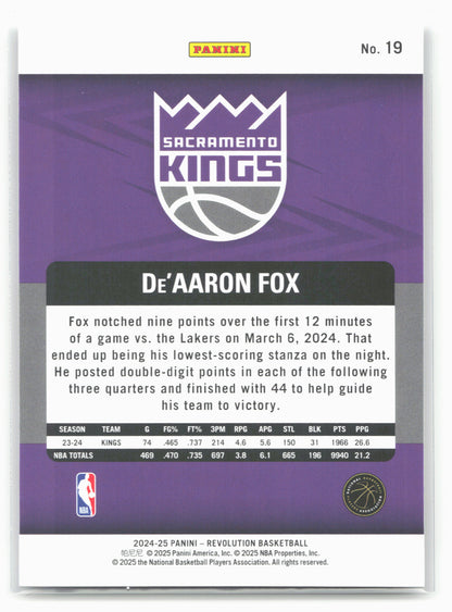 2024-25 Panini Revolution #19 De'Aaron Fox 19725