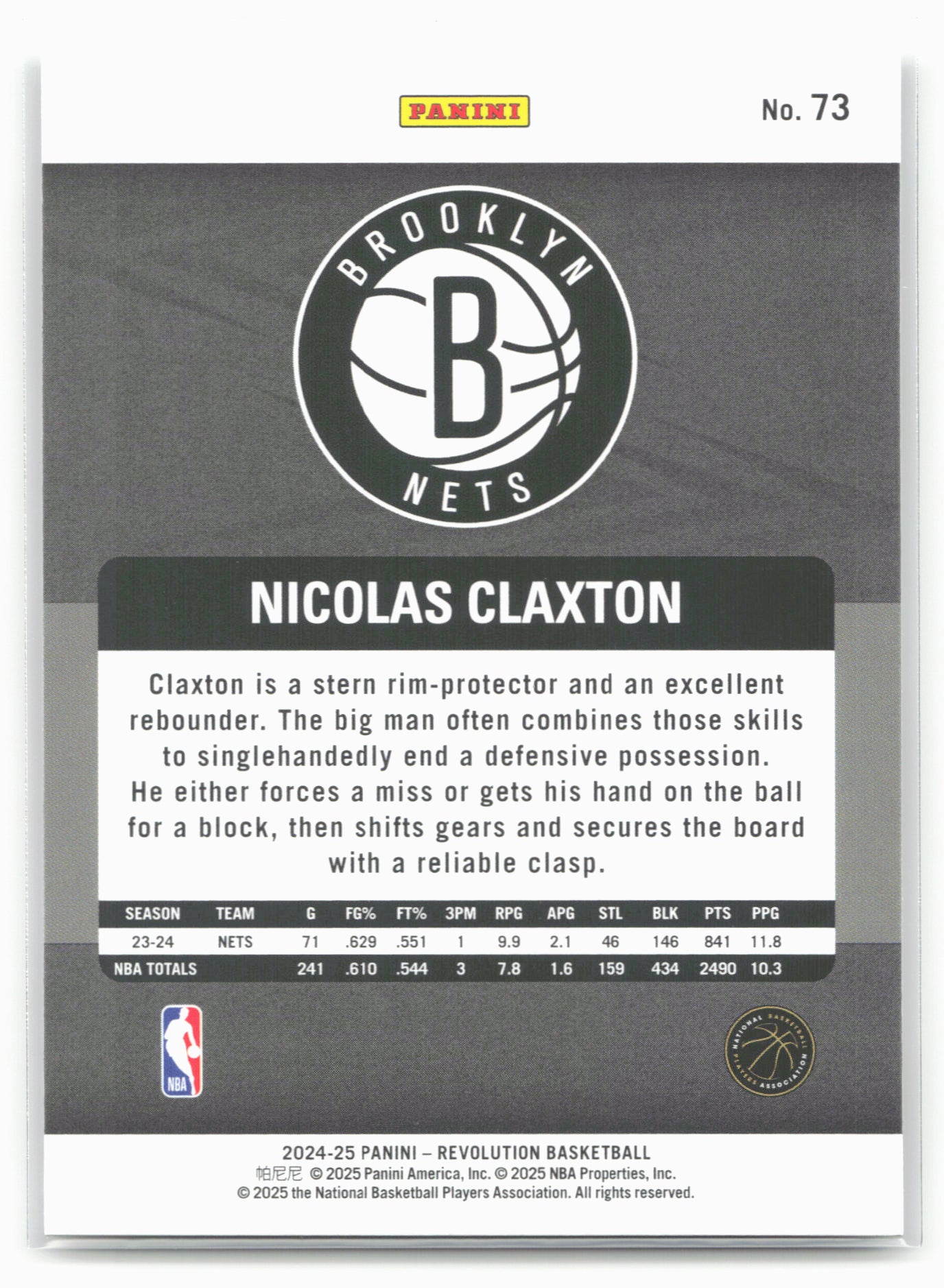 2024-25 Panini Revolution #73 Nicolas Claxton 19727