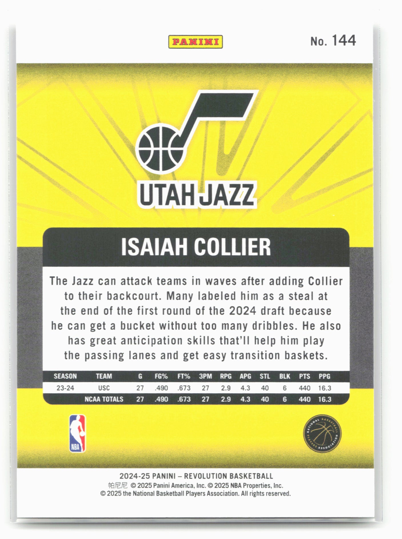 2024-25 Panini Revolution #144 Isaiah Collier 19731
