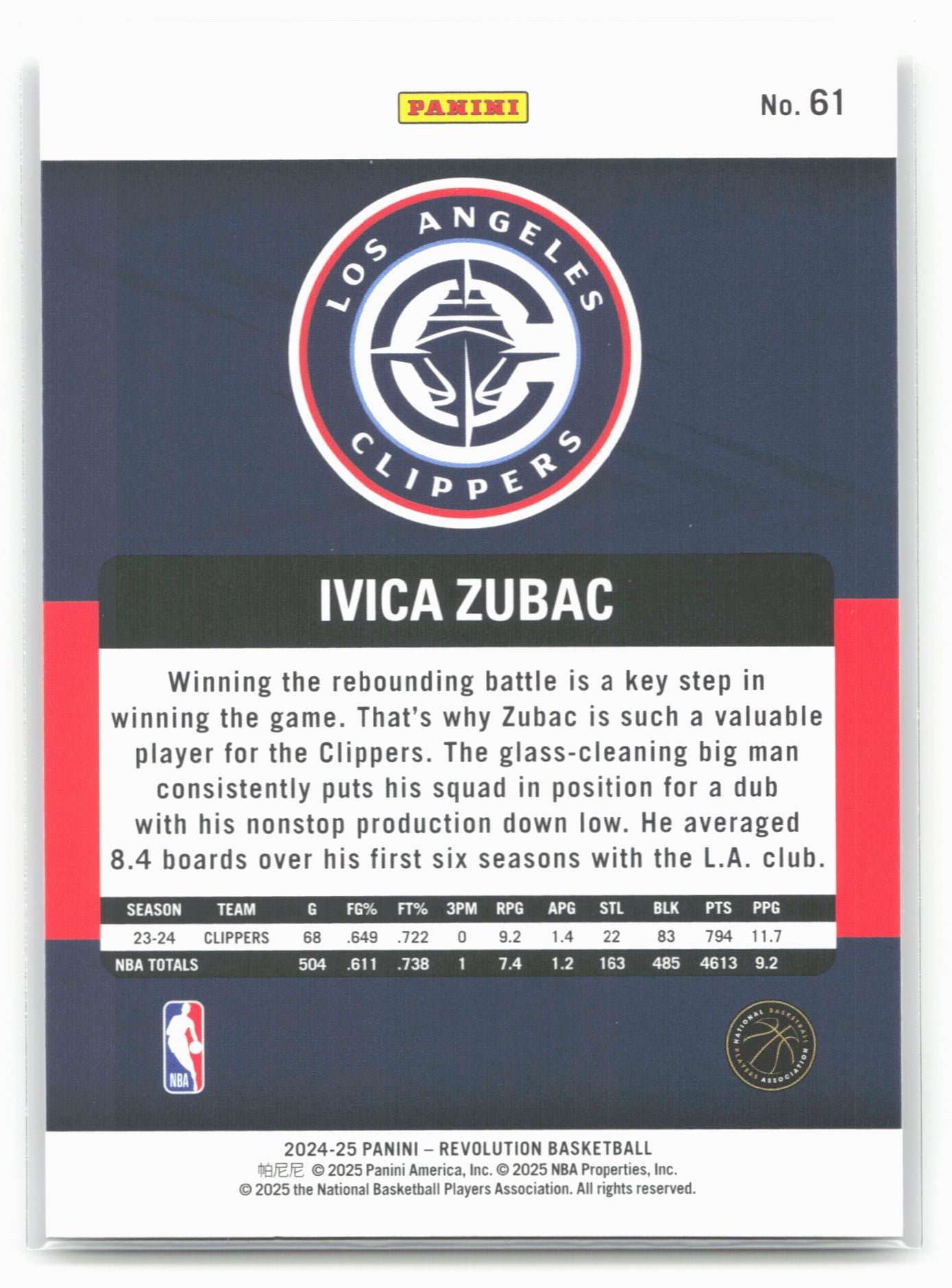 2024-25 Panini Revolution #61 Ivica Zubac 19735