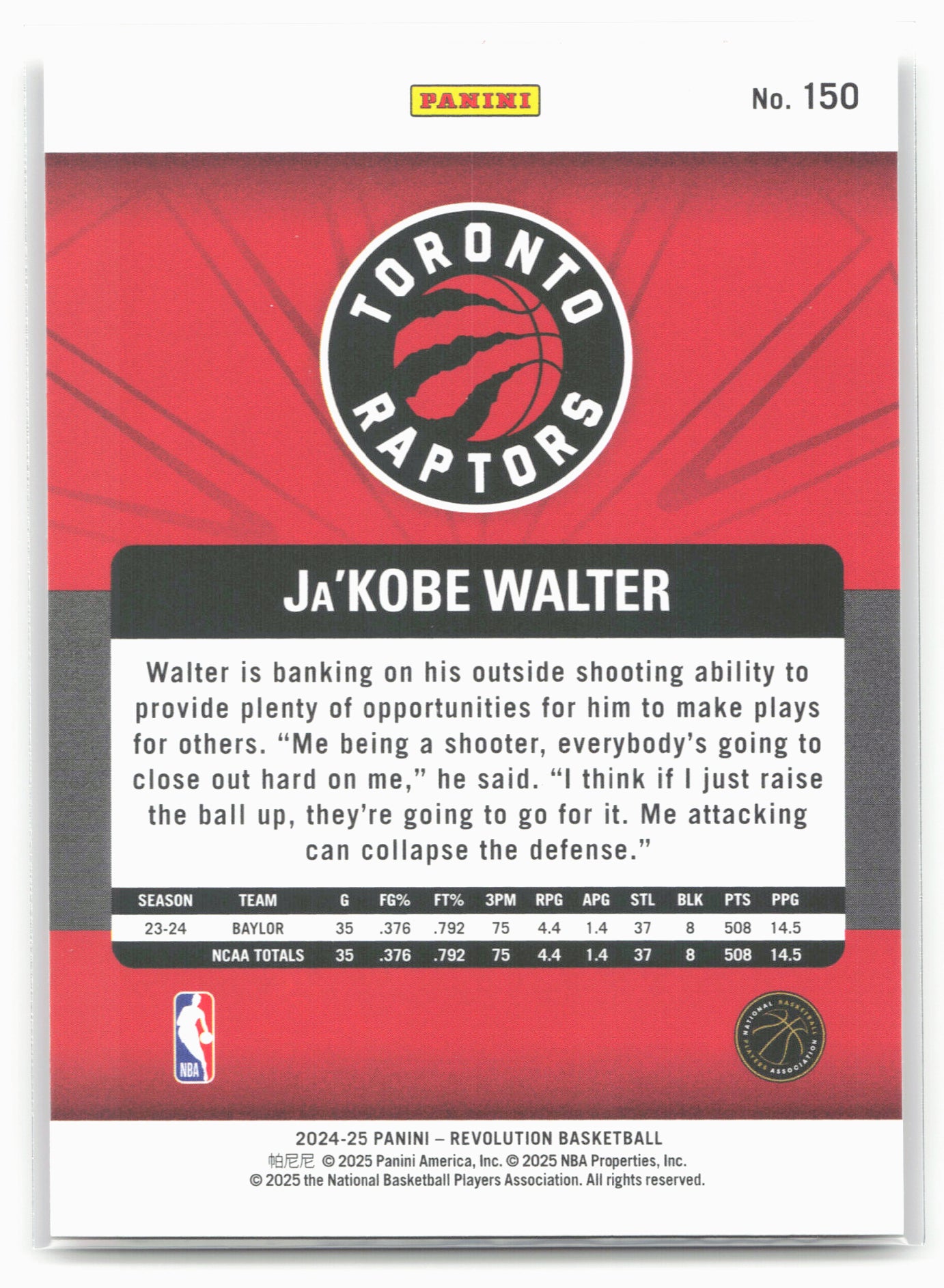 2024-25 Panini Revolution #150 Ja'Kobe Walter 19736