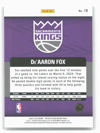 2024-25 Panini Revolution #19 De'Aaron Fox 19739