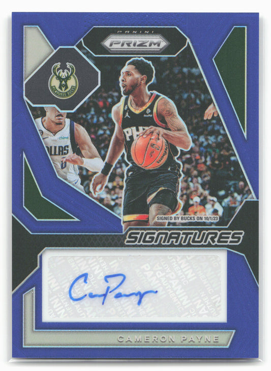2023-24 Panini Prizm #SIG-PAY Cameron Payne Signatures Prizms Blue #/49