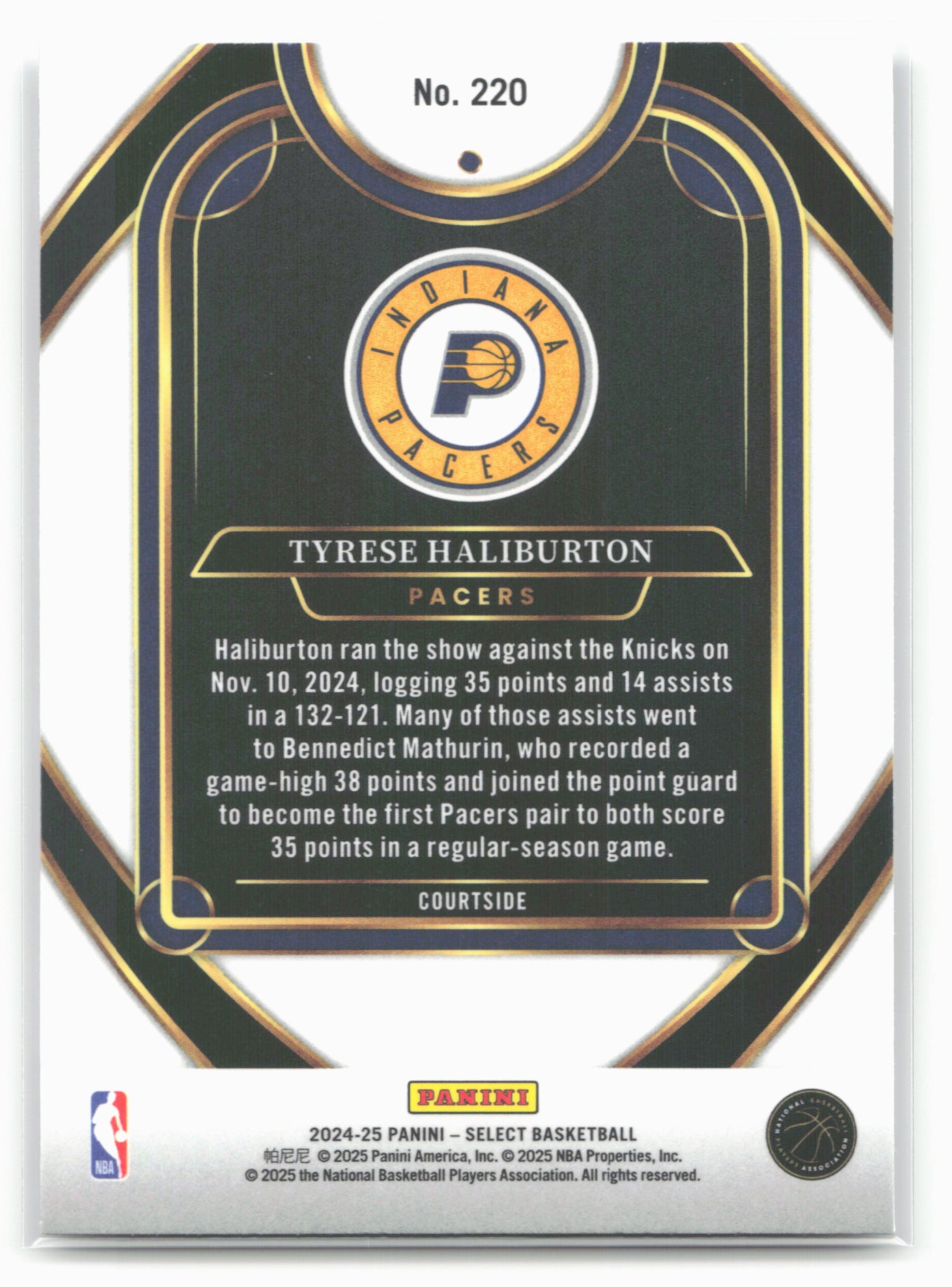 2024-25 Panini Select #220 Tyrese Haliburton 19748