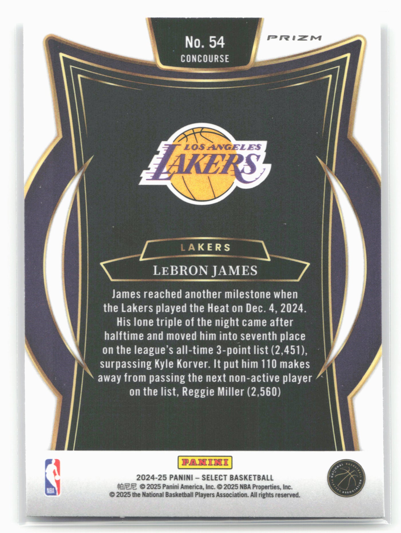 2024-25 Panini Select #54 LeBron James Silver Prizm