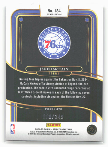 
2024-25 Panini Select #184 Jared McCain Red Scope Prizm #/249