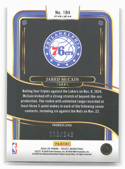 2024-25 Panini Select #184 Jared McCain Red Scope Prizm #/249