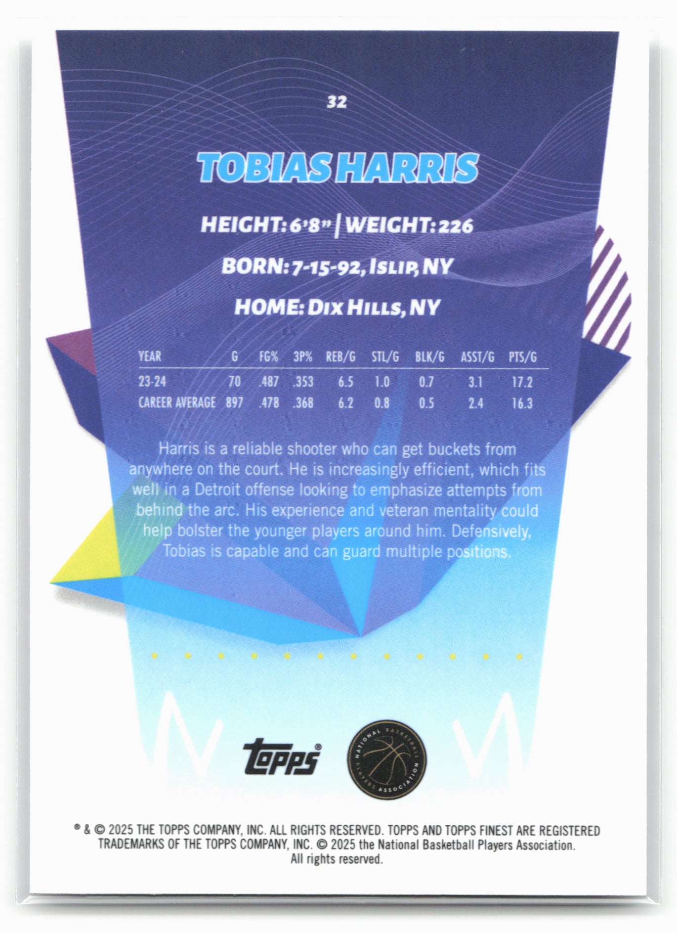2024-25 Finest #32 Tobias Harris X-Fractor 19777