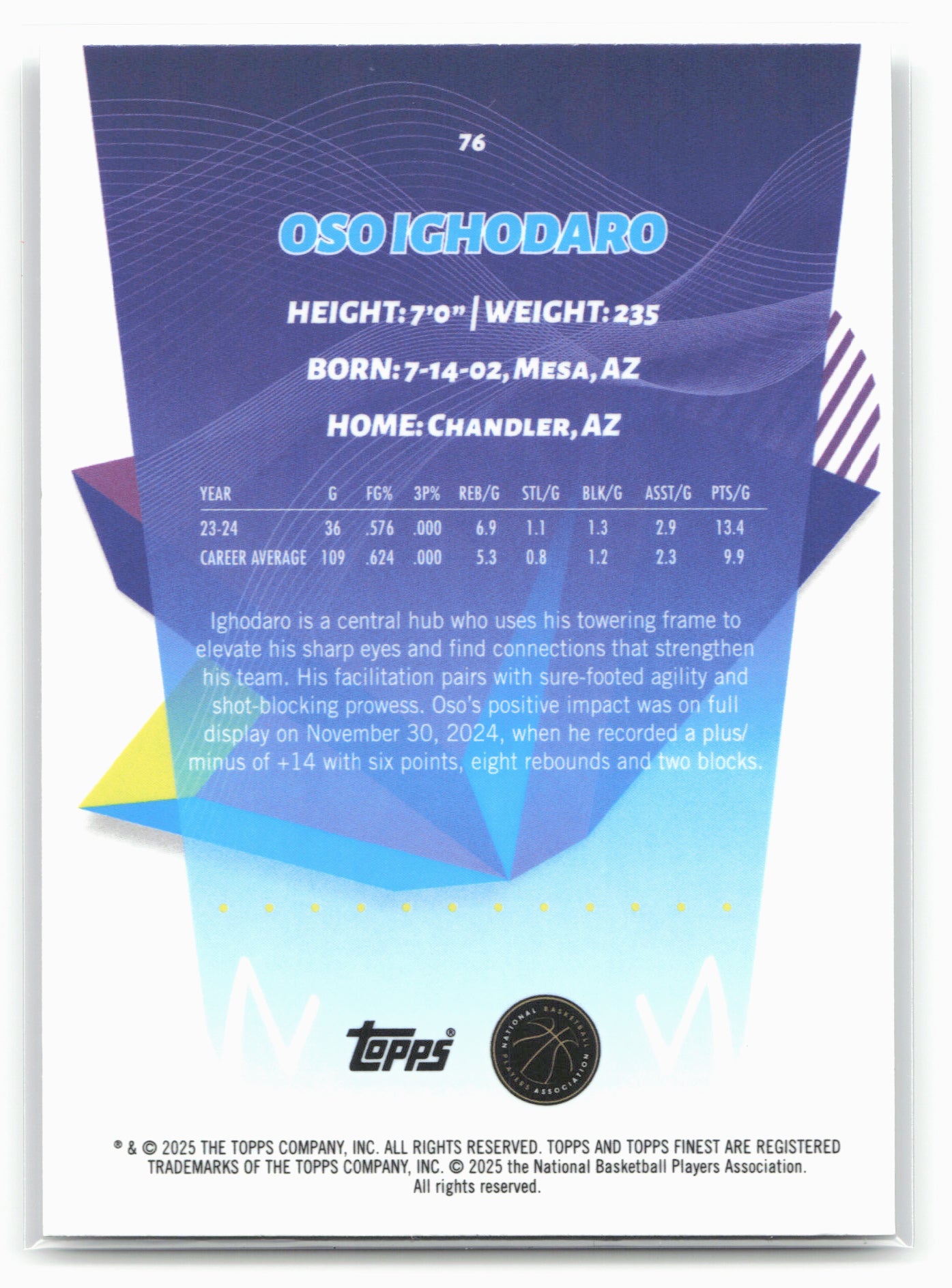 2024-25 Finest #76 Oso Ighodaro
