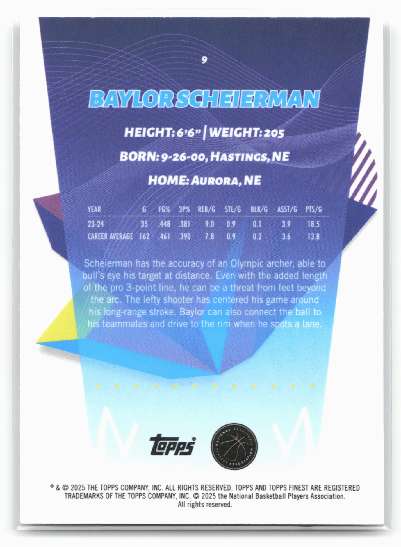 2024-25 Finest #9 Baylor Scheierman