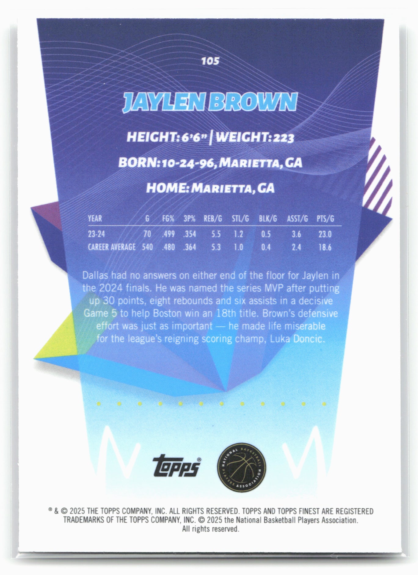 2024-25 Finest #105 Jaylen Brown
