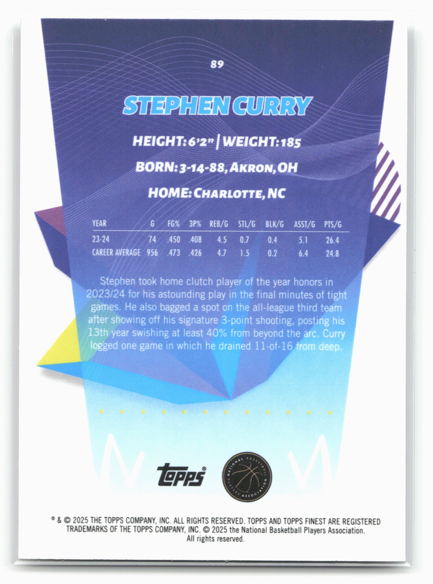 2024-25 Finest #89 Stephen Curry