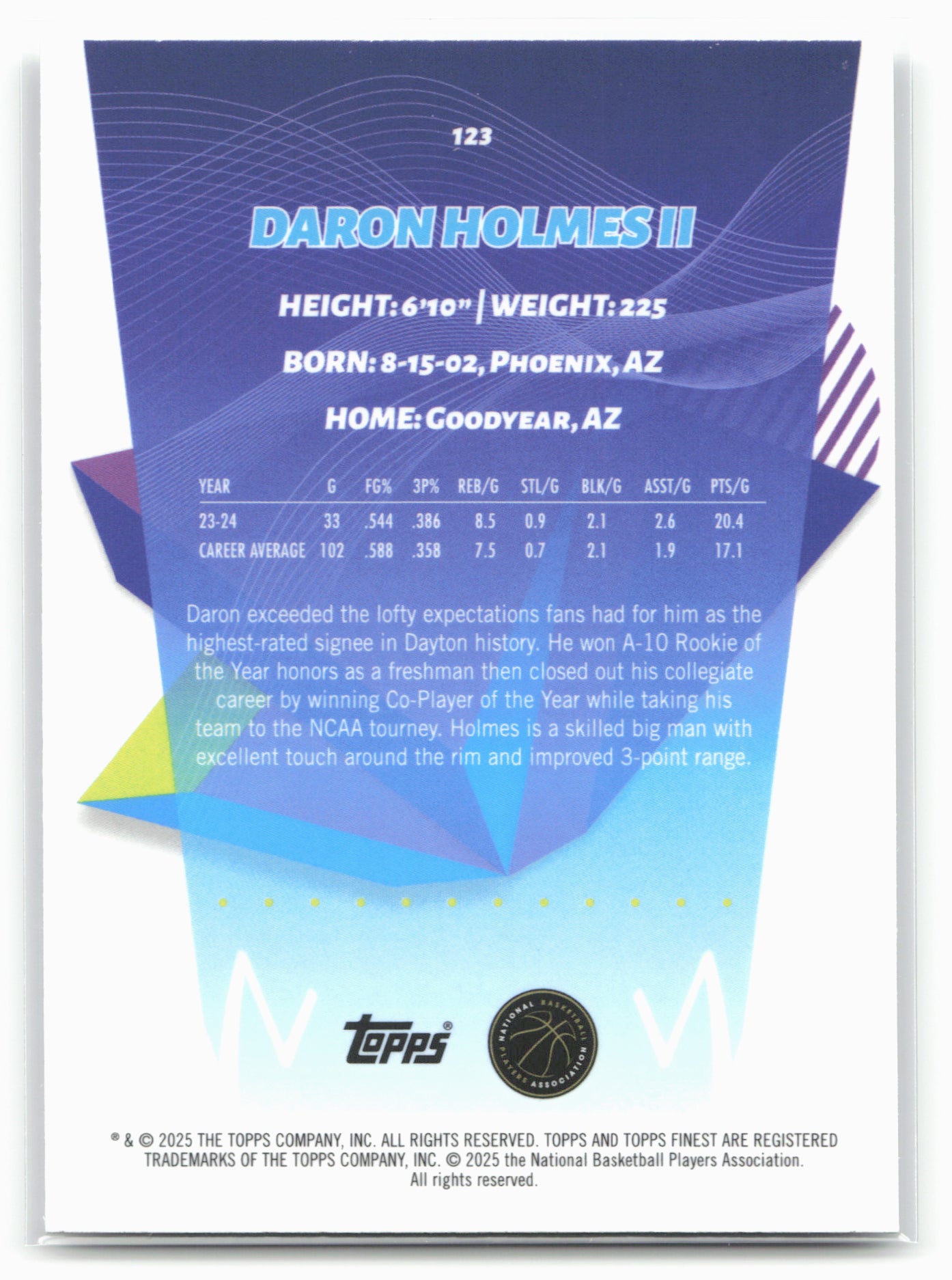 2024-25 Finest #123 Daron Holmes II