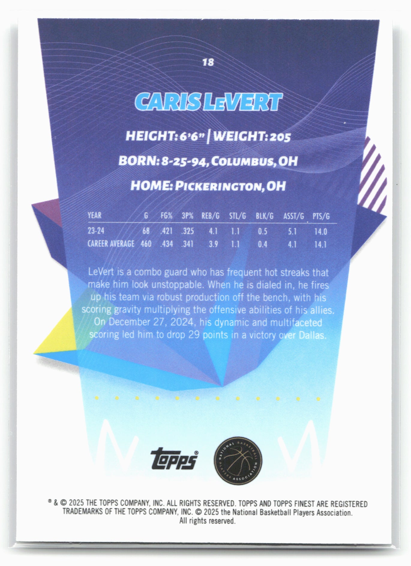 2024-25 Finest #18 Caris LeVert