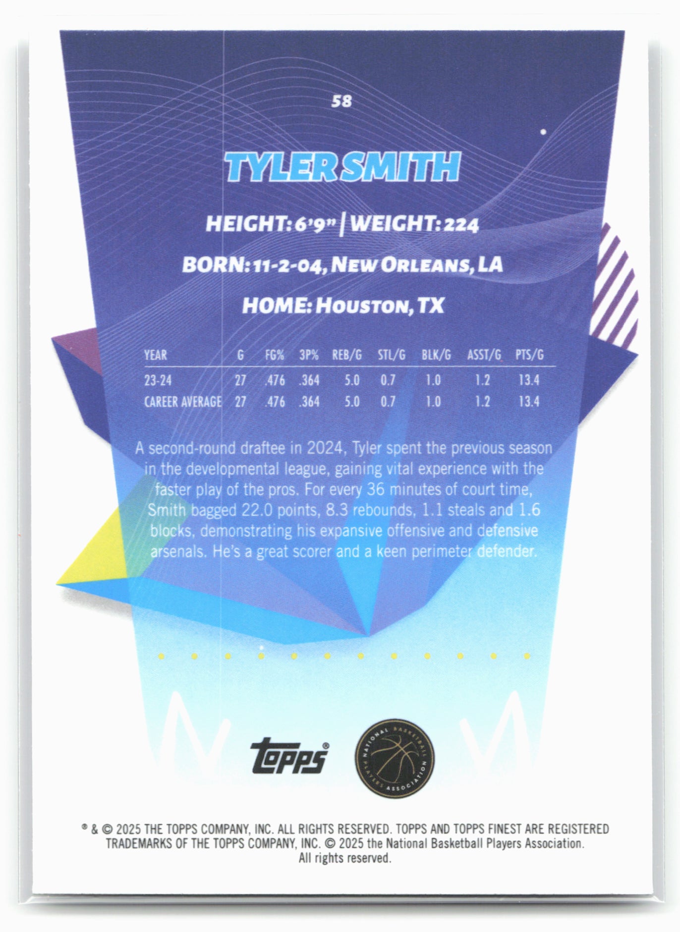 2024-25 Finest #58 Tyler Smith 19830
