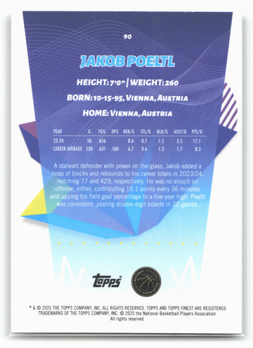 
2024-25 Finest #90 Jakob Poeltl