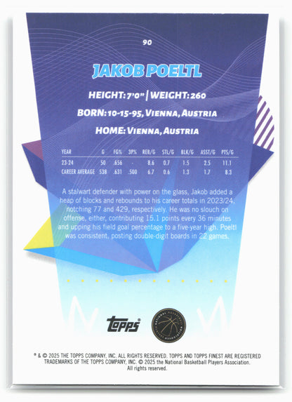 2024-25 Finest #90 Jakob Poeltl