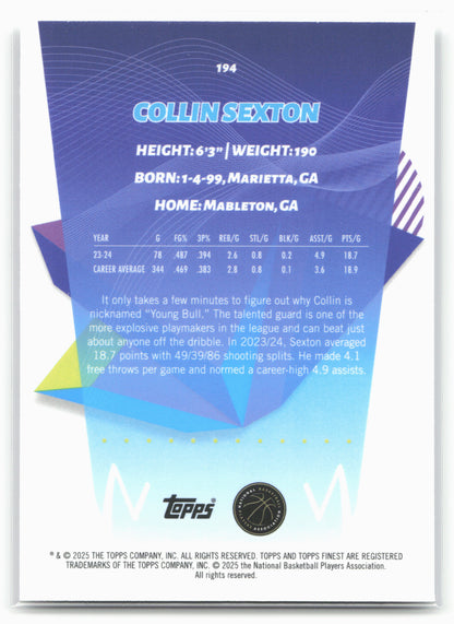 2024-25 Finest #194 Collin Sexton
