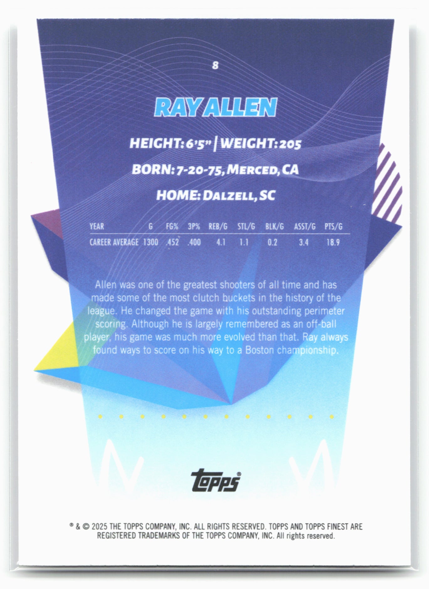 2024-25 Finest #8 Ray Allen 19846