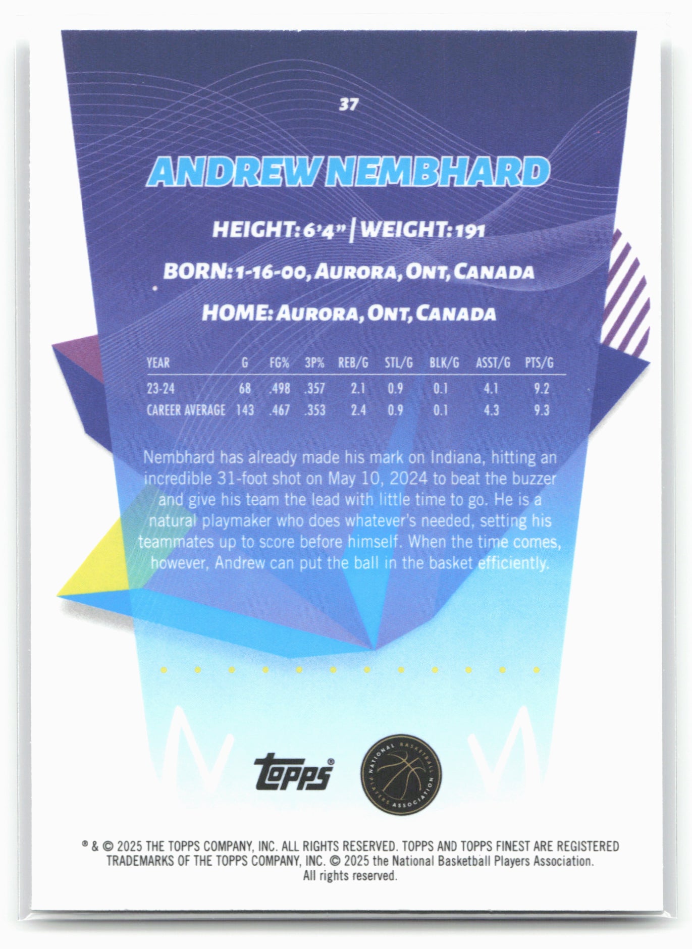 2024-25 Finest #37 Andrew Nembhard