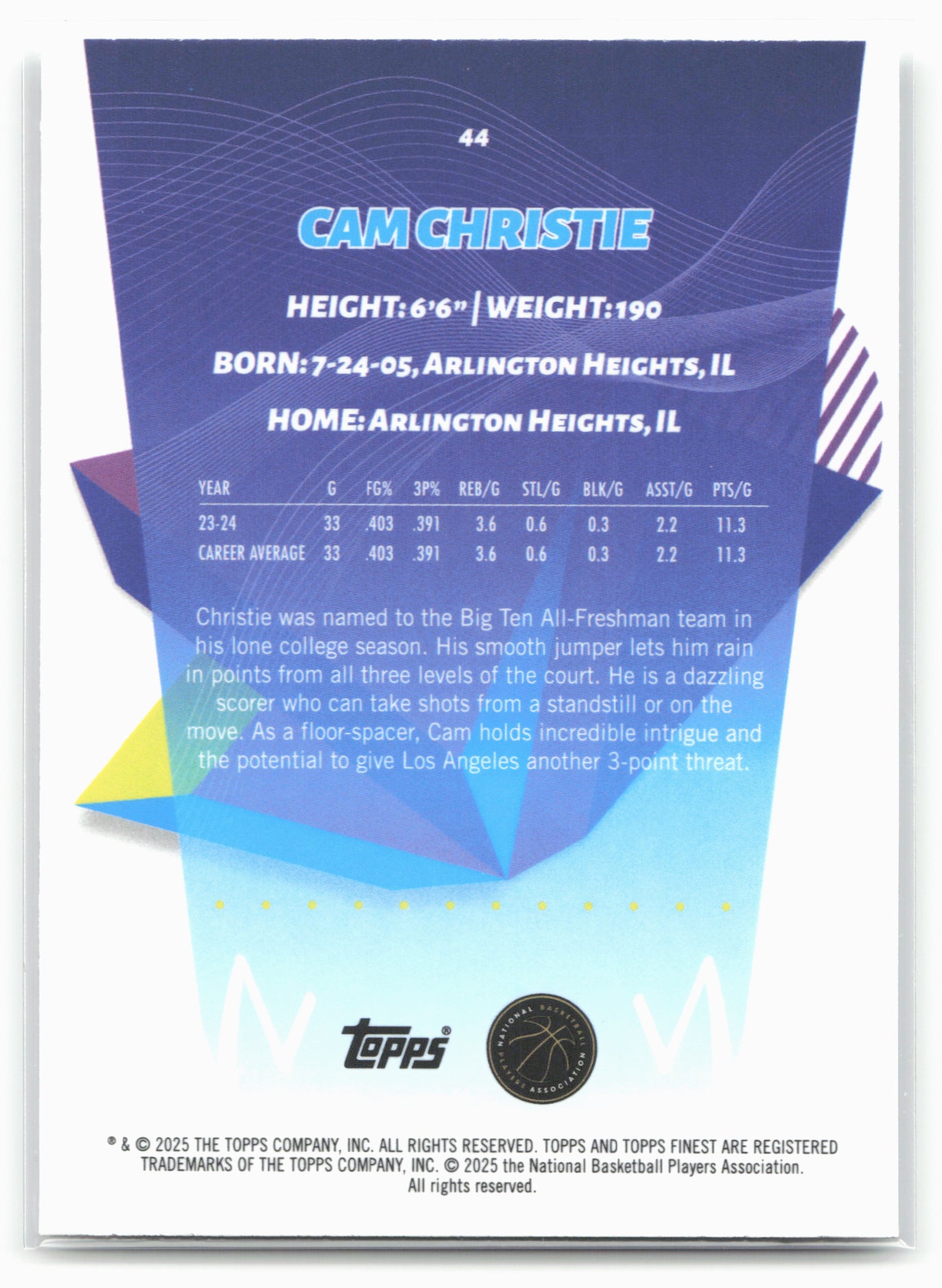 2024-25 Finest #44 Cam Christie