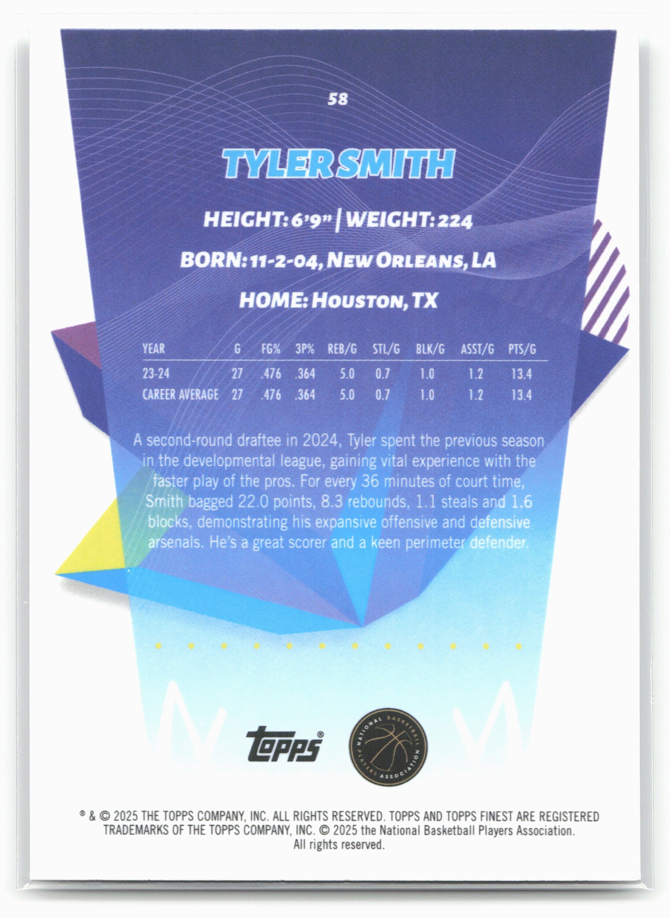 2024-25 Finest #58 Tyler Smith